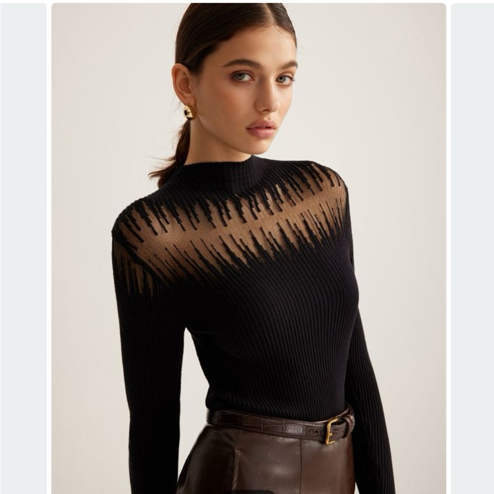 Commense Black Sheer Panel Top